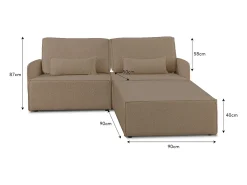 Sofá 2 lugares chaise longue estofado em bouclé e pinho Pedra^ Sofá