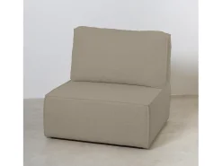 Sofá 2 lugares chaise longue estofado em bouclé e pinho Pedra^ Sofá