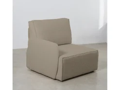 Hot Sofá 3 lugares chaise longue estofado em bouclé e pinho Pedra Bege