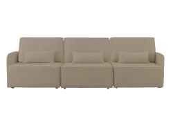 Hot Sofá 3 lugares chaise longue estofado em bouclé e pinho Pedra Bege