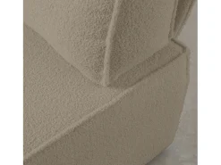 Hot Sofá 3 lugares chaise longue estofado em bouclé e pinho Pedra Bege
