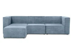 Best Sofá 3 lugares chaise longue estofado em veludo cotelê Cornish Azul