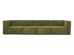Sofá| Sofá 4 lugares chaise longue estofado em veludo cotelê Verde