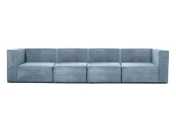Sofá 4 lugares chaise longue estofado em veludo cotelê Cornish^ Sofá
