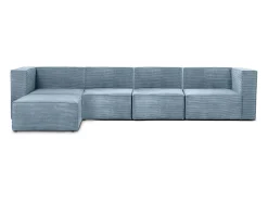 Sofá 4 lugares chaise longue estofado em veludo cotelê Cornish^ Sofá