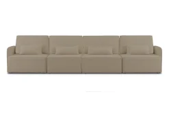 Sale Sofá 4 lugares chaise longue estofado em bouclé e pinho Pedra Bege