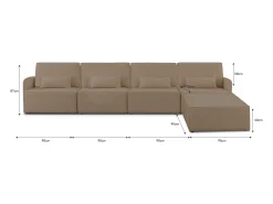 Sale Sofá 4 lugares chaise longue estofado em bouclé e pinho Pedra Bege