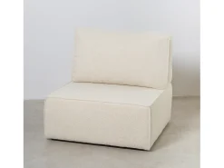 Sale Sofá 4 lugares chaise longue estofado em bouclé e pinho Neve Branco