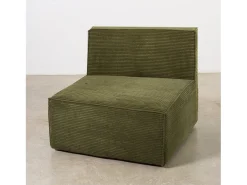Sofá| Sofá 2 lugares chaise longue estofado em veludo cotelê Verde