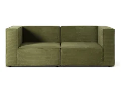 Sofá| Sofá 2 lugares chaise longue estofado em veludo cotelê Verde