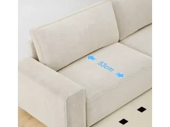 Sale DripeX Sofá 3 lugares chenille - com braços largos - 220 x 83 x 88 cm Bege