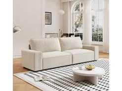 Sale DripeX Sofá 3 lugares chenille - com braços largos - 220 x 83 x 88 cm Bege
