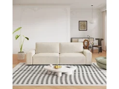 Sale DripeX Sofá 3 lugares chenille - com braços largos - 220 x 83 x 88 cm Bege