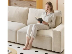 Sale DripeX Sofá 3 lugares chenille - com braços largos - 220 x 83 x 88 cm Bege