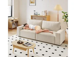 Sale DripeX Sofá 3 lugares chenille - com braços largos - 220 x 83 x 88 cm Bege