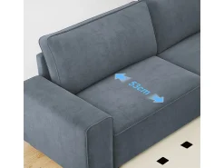 Sofá|DripeX Sofá 3 lugares chenille cinza - com braços largos - 220 x 83 x 88 cm Cinzento