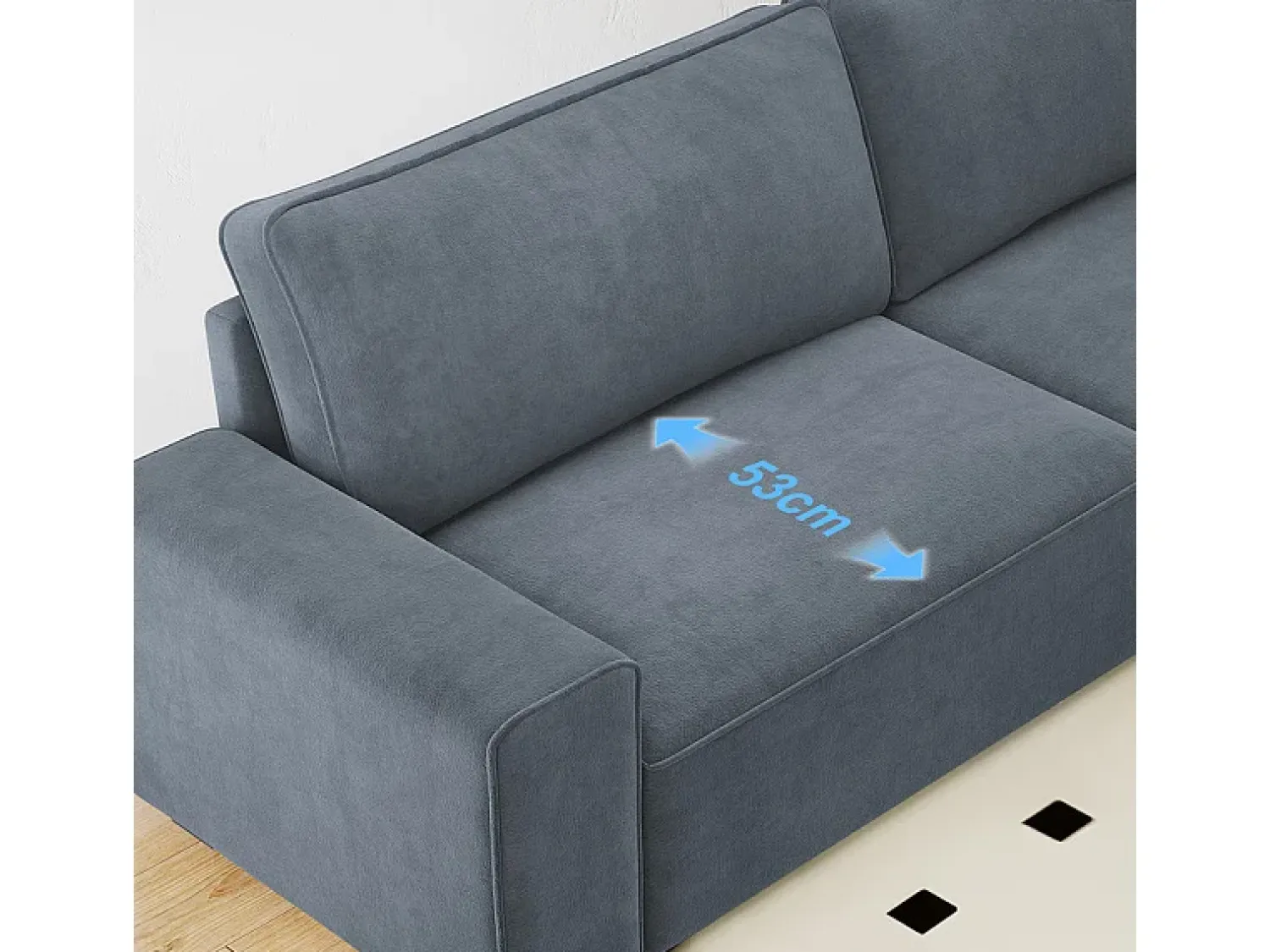 Sofá|DripeX Sofá 3 lugares chenille cinza - com braços largos - 220 x 83 x 88 cm Cinzento