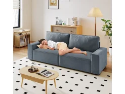 Sofá|DripeX Sofá 3 lugares chenille cinza - com braços largos - 220 x 83 x 88 cm Cinzento