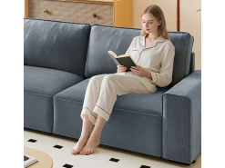 Sofá|DripeX Sofá 3 lugares chenille cinza - com braços largos - 220 x 83 x 88 cm Cinzento