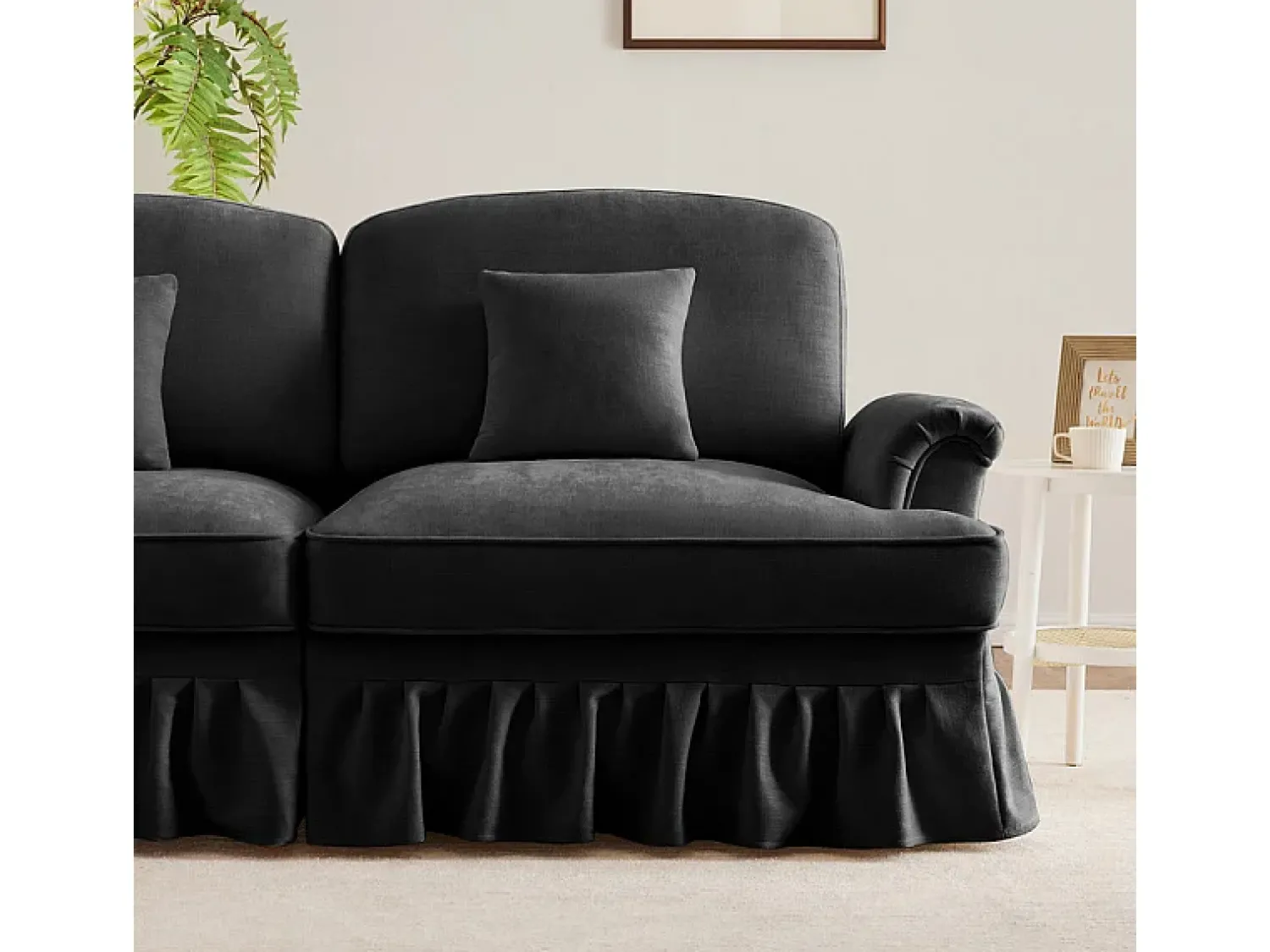 DripeX Sofá 3 Lugares Chenille Meados do Século, Capa Removível e 3 Almofadas, 272x83.5x93cm,^ Sofá