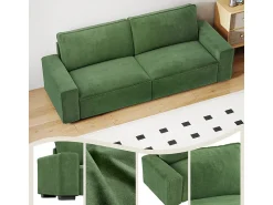 Sofá*DripeX Sofá 3 lugares chenille - com braços largos - 220 x 83 x 88 cm Verde