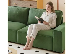 Sofá*DripeX Sofá 3 lugares chenille - com braços largos - 220 x 83 x 88 cm Verde