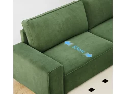 Sofá*DripeX Sofá 3 lugares chenille - com braços largos - 220 x 83 x 88 cm Verde