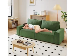 Sofá*DripeX Sofá 3 lugares chenille - com braços largos - 220 x 83 x 88 cm Verde