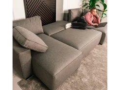 Sofá| Sofá 5 lugares - chaise avec cama panorâmica (317 x 157 x 91 cm) - JORDAN Cinzento