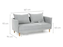 Sofá 3 lugares Cinzento Escuro - tecido poliéster (187 x 62 x 93 cm) - MELANIE^ Sofá