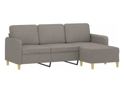 Sofá| Sofá 3 lugares com apoio de pés 180 cm tecido cinza-acastanhado PT724551 Taupe