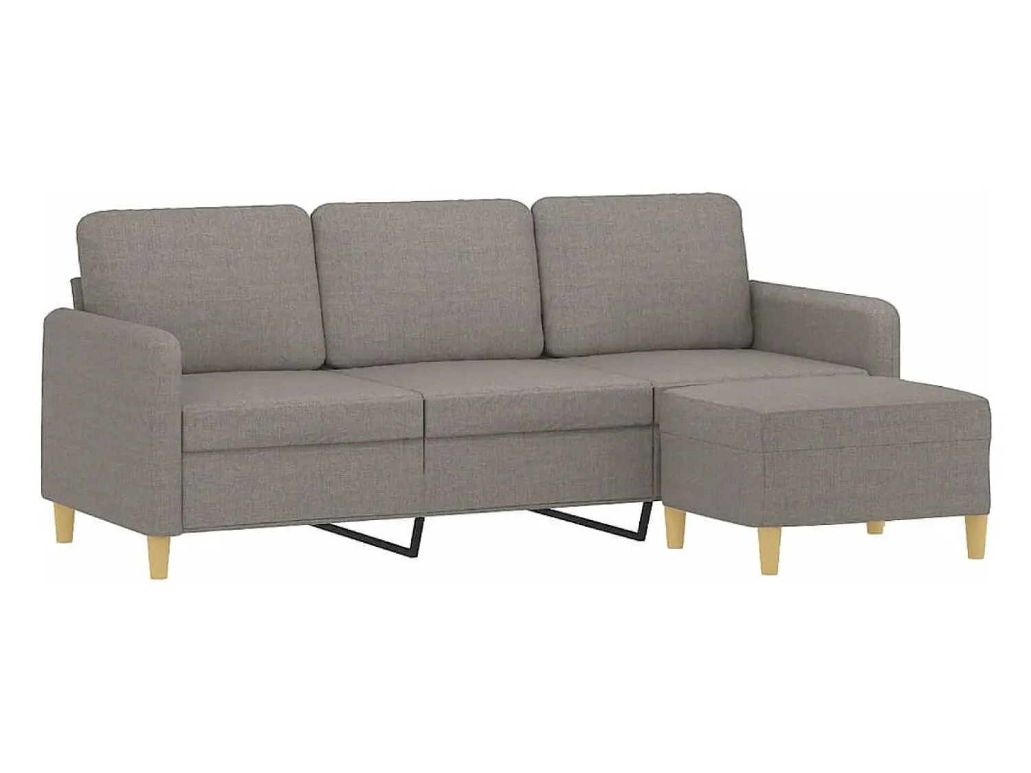 Sofá| Sofá 3 lugares com apoio de pés 180 cm tecido cinza-acastanhado PT724551 Taupe