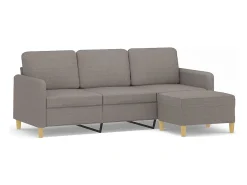 Sofá| Sofá 3 lugares com apoio de pés 180 cm tecido cinza-acastanhado PT724551 Taupe