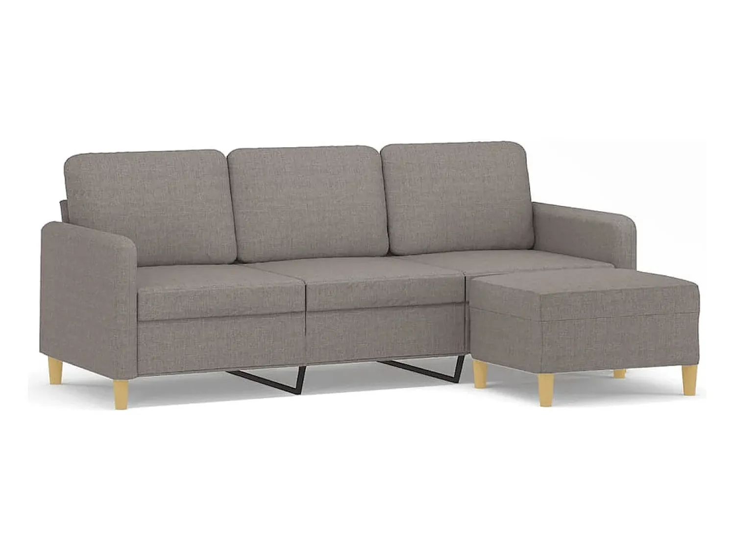 Sofá| Sofá 3 lugares com apoio de pés 180 cm tecido cinza-acastanhado PT724551 Taupe