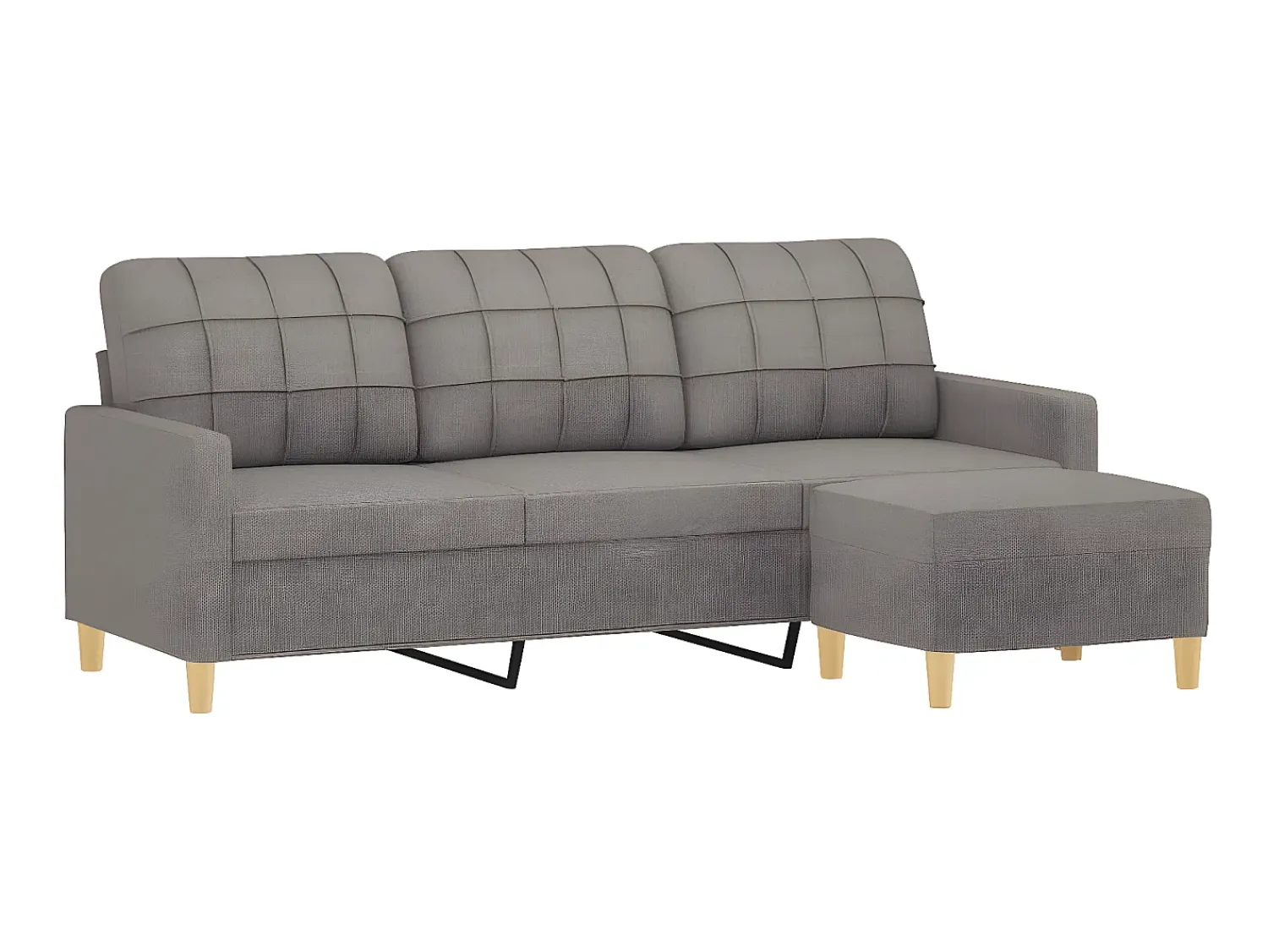 Outlet Sofá 3 lugares com apoio de pés 180 cm tecido cinza-acastanhado PT411352 Taupe