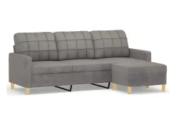 Outlet Sofá 3 lugares com apoio de pés 180 cm tecido cinza-acastanhado PT411352 Taupe