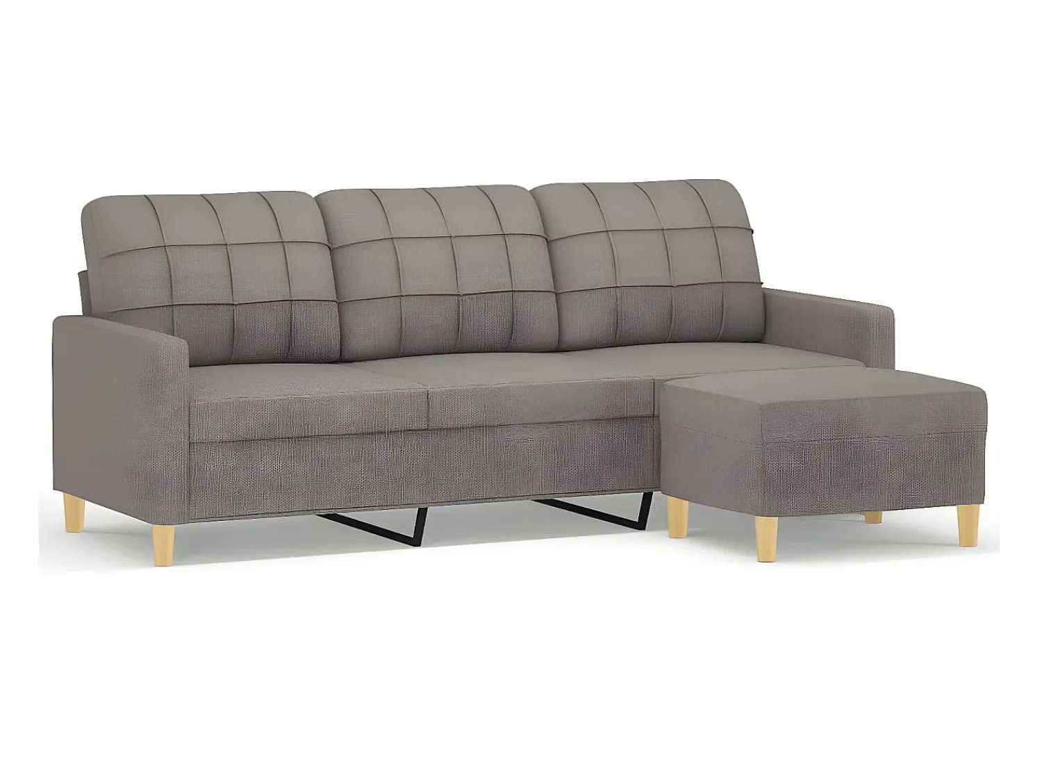 Outlet Sofá 3 lugares com apoio de pés 180 cm tecido cinza-acastanhado PT411352 Taupe