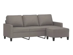 Sofá 3 lugares com apoio de pés 180 cm tecido cinza-acastanhado PT899631^ Sofá