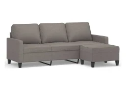 Sofá 3 lugares com apoio de pés 180 cm tecido cinza-acastanhado PT899631^ Sofá