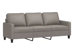 Sofá 3 lugares com apoio de pés 180 cm tecido cinza-acastanhado PT899631^ Sofá