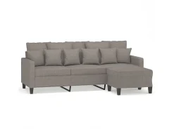 Hot Sofá 3 lugares com apoio de pés 180 cm tecido cinza-acastanhado PT374069 Taupe