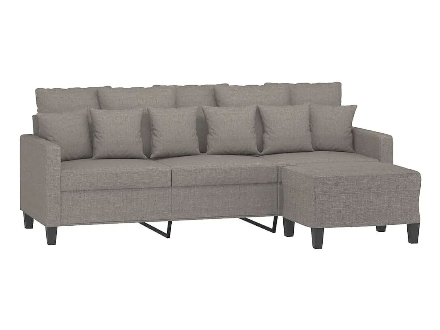 Hot Sofá 3 lugares com apoio de pés 180 cm tecido cinza-acastanhado PT374069 Taupe