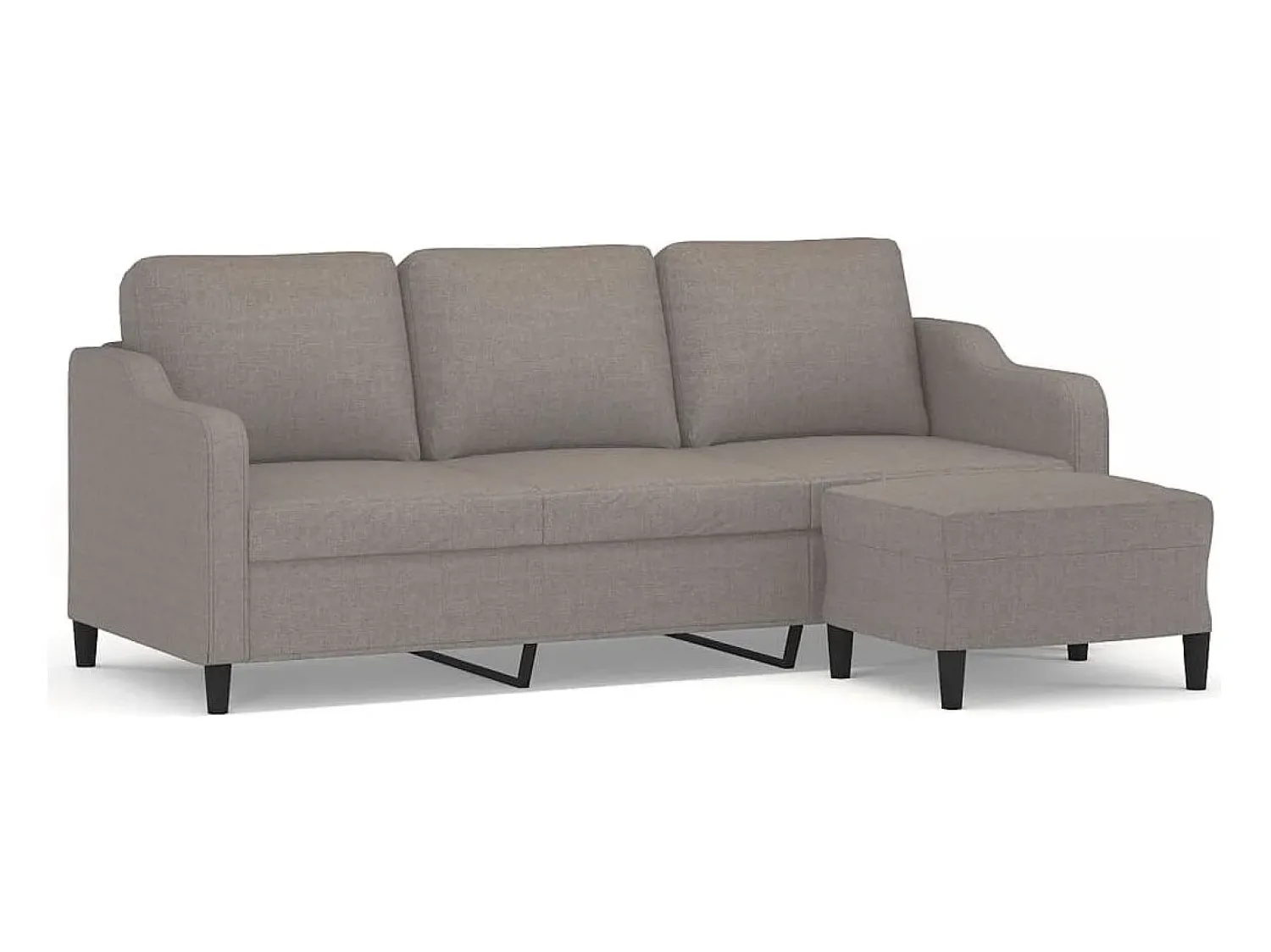 Sofá* Sofá 3 lugares com apoio de pés 180 cm tecido cinza-acastanhado PT819535 Taupe