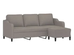 Sofá* Sofá 3 lugares com apoio de pés 180 cm tecido cinza-acastanhado PT819535 Taupe
