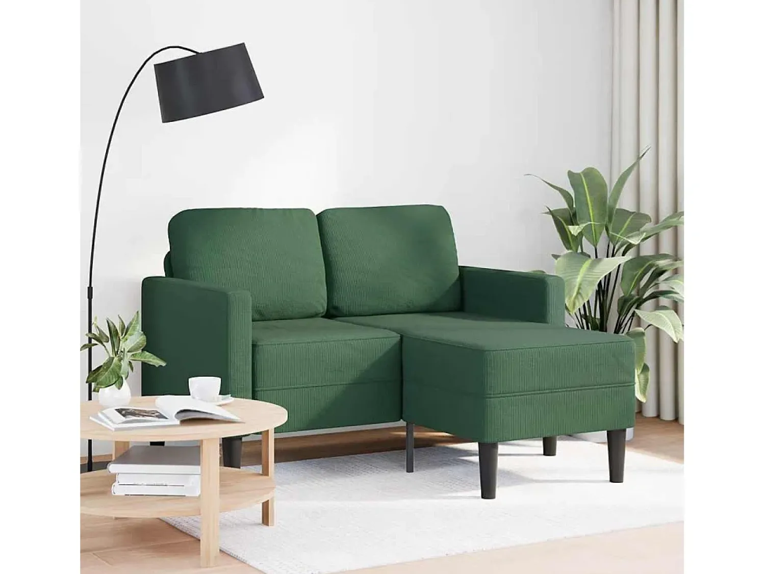 vidaxl Sofá 2 lugares com Chaise em L 125 cm linho escuro^ Sofá