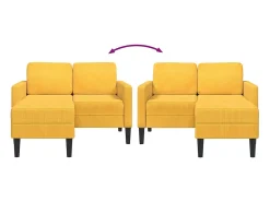 Best vidaxl Sofá 2 lugares com Chaise em L 125 cm linho -claro Amarelo