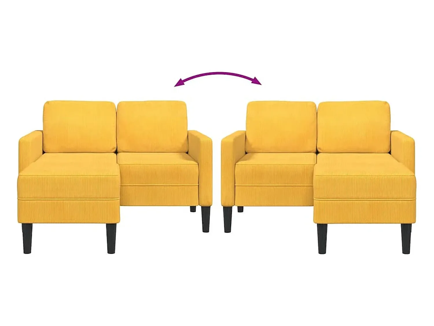 Best vidaxl Sofá 2 lugares com Chaise em L 125 cm linho -claro Amarelo
