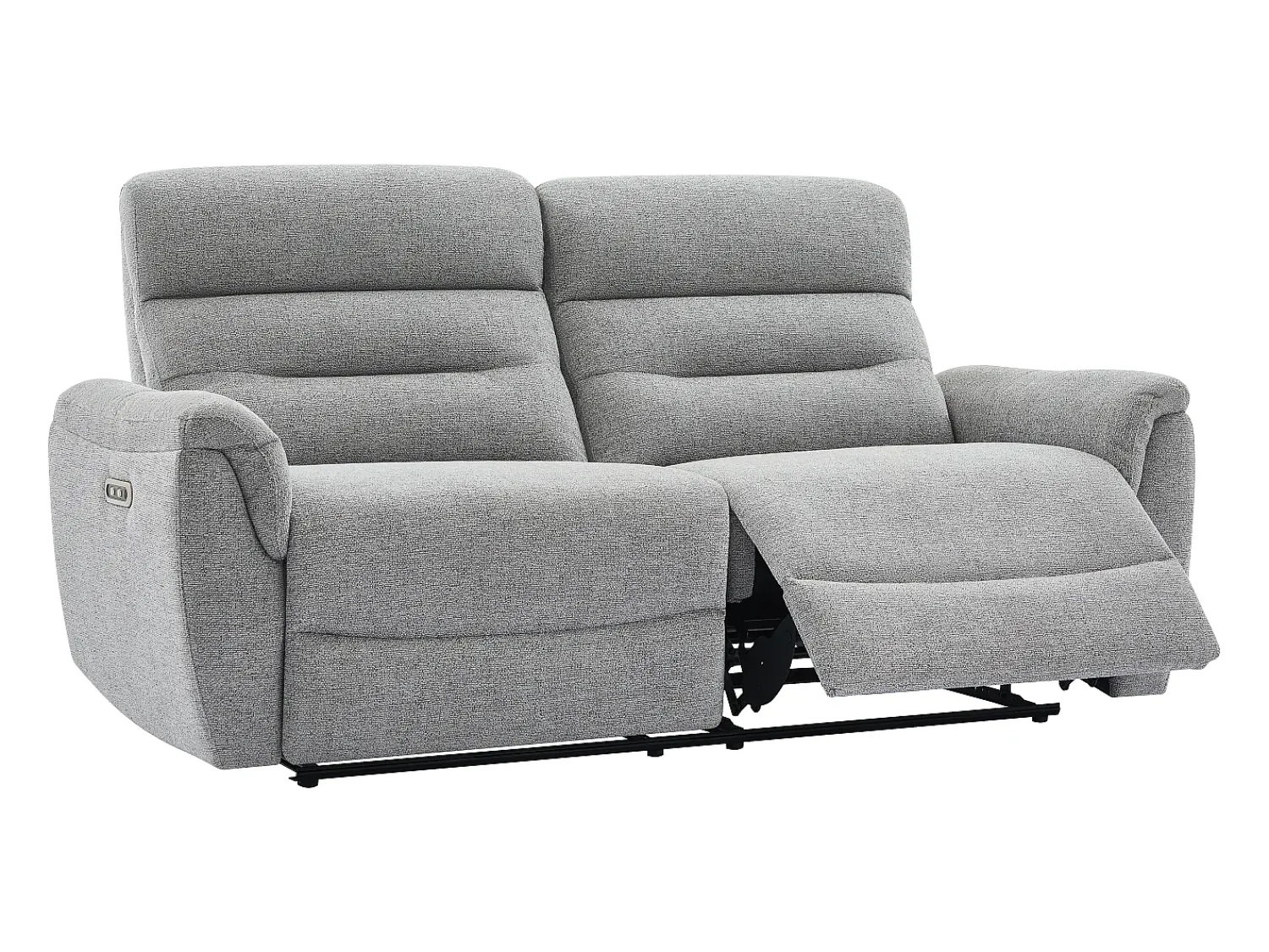 Vente-unique Sofá 3 lugares com relaxamento elétrico em tecido cinzeto texturizado BREVIO^ Sofá