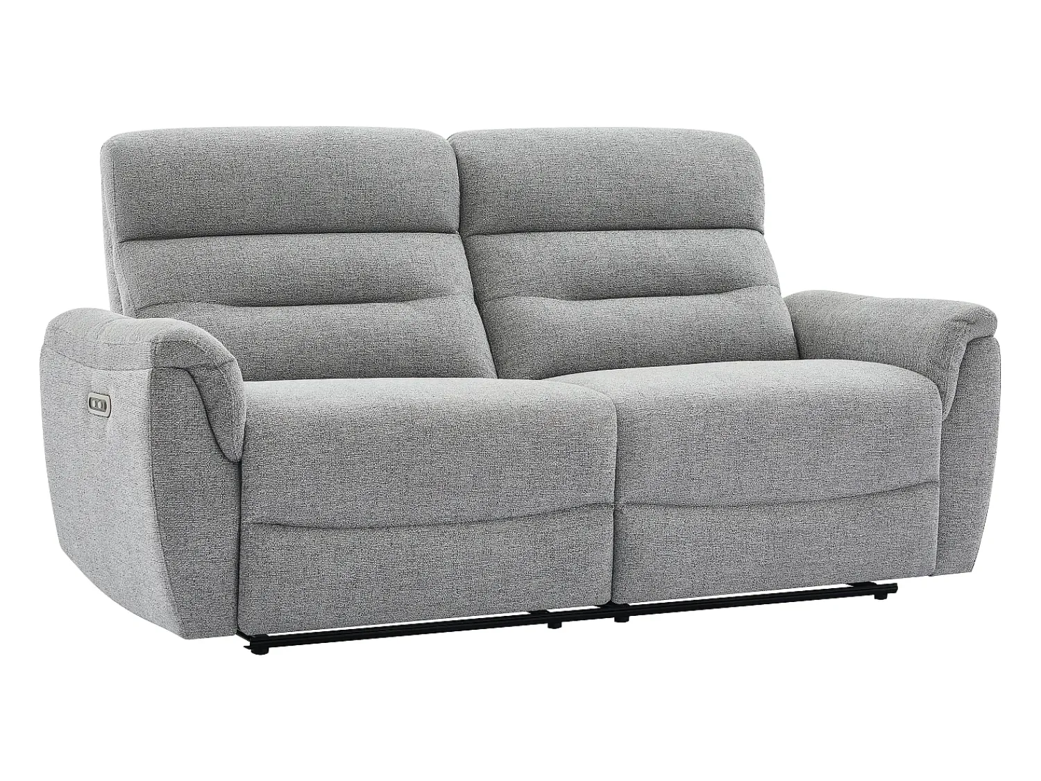 Vente-unique Sofá 3 lugares com relaxamento elétrico em tecido cinzeto texturizado BREVIO^ Sofá