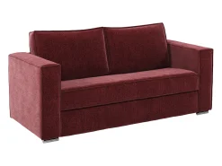 Best Vente-unique Sofá 4 lugares conversível abertura rápida em tecido chenille bordô ripas largas -18cm LORETO Bordeaux